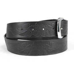 Milwaukee Leather MP7122 Men's Engine Block & Wings - Black Leather Belt w/ Interchangeable Buckle - 1.5 inches Wide