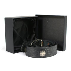 Milwaukee Leather MP7123 Men's Cross Hatch & 5 Cent Buffalo-Black Leather Belt w/ Interchangeable Buckle-1.5 In Wide