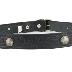 Milwaukee Leather MP7123 Men's Cross Hatch & 5 Cent Buffalo-Black Leather Belt w/ Interchangeable Buckle-1.5 In Wide