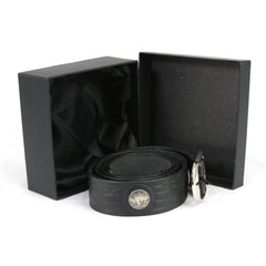 Milwaukee Leather MP7123 Men's Cross Hatch & 5 Cent Buffalo-Black Leather Belt w/ Interchangeable Buckle-1.5 In Wide