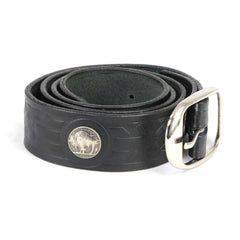 Milwaukee Leather MP7123 Men's Cross Hatch & 5 Cent Buffalo-Black Leather Belt w/ Interchangeable Buckle-1.5 In Wide