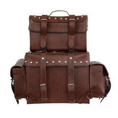 Milwaukee Performance MP8127RT Large Retro Brown 4-Piece Studded PVC Motorcycle Touring Pack