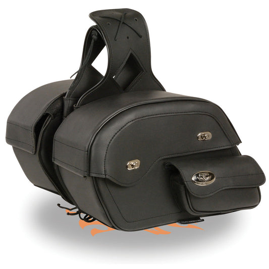 Milwaukee Leather MP8306 Black Large Cruiser Style Slant Throw Over Saddlebags
