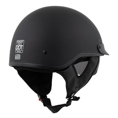 Milwaukee Helmets Momentum Matte Black Half Face Motorcycle Helmet w/ Drop Down Visor DOT Approved MPH9718DOT