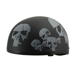 Milwaukee Helmets MPH9876N Novelty Punished Skulls Matte Black Half Helmet