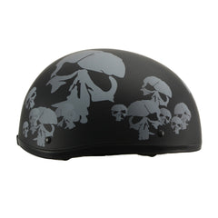 Milwaukee Helmets MPH9876N Novelty Punished Skulls Matte Black Half Helmet