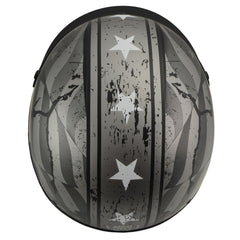 Milwaukee Helmets MPH9871N Novelty Vintage Grey Stars and Stripes Silver Grey Half Helmet
