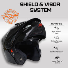 Milwaukee Helmets Gloss Black Ominous Dual Sport Advanced Motorcycle Modular Helmet for Men and Women DOT Approved MPH9821DOT