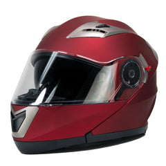 Milwaukee Helmets MPH9826DOT Ionized Flat Red Advanced Motorcycle Modular Helmet w/ Drop Down Visor