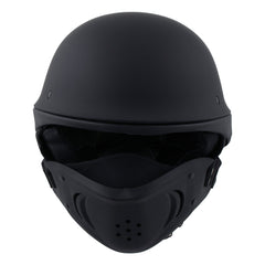 Milwaukee Helmets MPH9830DOT Rascal 3/4 Open Face Flat Black 2 in 1 Motorcycle Helmet Biker
