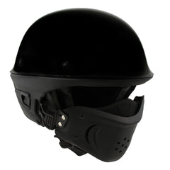 Milwaukee Helmets MPH9831DOT Rascal 3/4 Open Face Gloss Black 2 in 1 Motorcycle Helmet Biker
