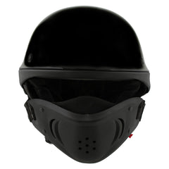 Milwaukee Helmets MPH9831DOT Rascal 3/4 Open Face Gloss Black 2 in 1 Motorcycle Helmet Biker
