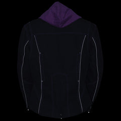 Milwaukee Leather MPL1967 Women's 3/4 Hooded Black and Purple Textile Jacket with Reflective Tribal Detail