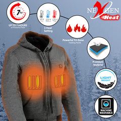 NexGen NXL2713SET Ladies 'Fiery' Heated Grey Hoodie (Rechargeable Battery Pack Included)