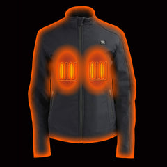 Nexgen Heat MPL2760SET Women's Black Soft Shell Zipper Front Heated Jacket Powered By Rechargeable 10000mAh Battery Pack