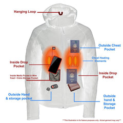 Nexgen Heat MPL2767SET Women's Black Soft Shell Heated Jacket with Detachable Hood (Included Rechargeable 10000mAh Battery)