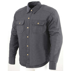 Milwaukee Leather MPM1622 Men's Black Waxy CE Armored Denim Long Sleeve Shirt Reinforced w/ Aramid Fibers