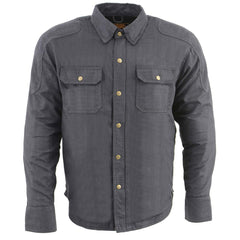 Milwaukee Leather MPM1622 Men's Black Waxy CE Armored Denim Long Sleeve Shirt Reinforced w/ Aramid Fibers