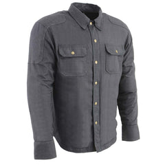 Milwaukee Leather MPM1622 Men's Black Waxy CE Armored Denim Long Sleeve Shirt Reinforced w/ Aramid Fibers