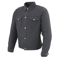 Milwaukee Leather MPM1623 Men's Black CE Armored Long Sleeve Biker Shirt Jacket Reinforced w/ Aramid Fibers