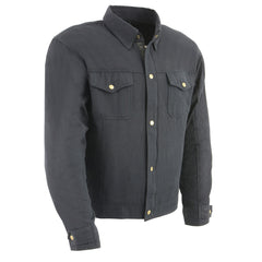 Milwaukee Leather MPM1623 Men's Black CE Armored Long Sleeve Biker Shirt Jacket Reinforced w/ Aramid Fibers