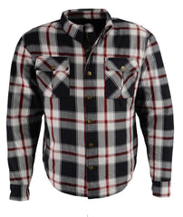 Milwaukee Leather MPM1625 Men's Plaid Flannel Biker Shirt with CE Approved Armor - Reinforced with Aramid Fibers
