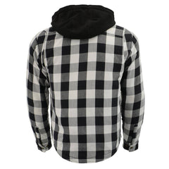 Milwaukee Leather MPM1629 Men's Plaid Hooded Flannel Biker Shirt with CE Approved Armor - Reinforced w/ Aramid Fibers