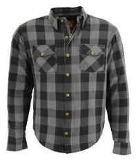 Milwaukee Leather MPM1630 Men's Plaid Flannel Biker Shirt with CE Armor - Reinforced with Aramid Fibers