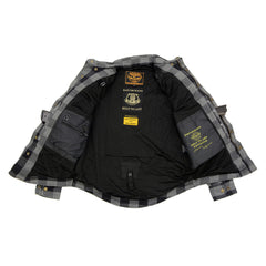Milwaukee Leather MPM1630 Men's Plaid Flannel Biker Shirt w/ CE Armor - Reinforced w/ Aramid Fibers