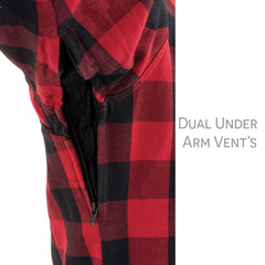 Milwaukee Leather MPM1631 Men's Plaid Flannel Biker Shirt with CE Approved Armor - Reinforced w/ Aramid Fiber