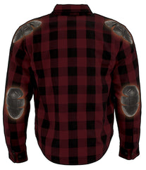 Milwaukee Leather MPM1631 Men's Plaid Flannel Biker Shirt with CE Approved Armor - Reinforced with Aramid Fiber