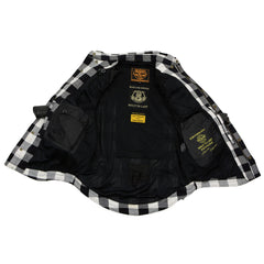 Milwaukee Leather MPM1633 Men's Armored Checkered Flannel Biker Shirt with Aramid by DuPont Fibers