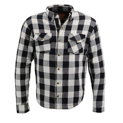 Milwaukee Leather MPM1633 Men's Armored Checkered Flannel Biker Shirt with Aramid by DuPont Fibers