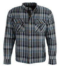 Milwaukee Leather MPM1636 Men's Long Sleeve Flannel Biker Shirt with CE Approved Armor - Reinforced with Aramid Fiber