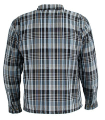 Milwaukee Leather MPM1636 Men's Long Sleeve Flannel Biker Shirt with CE Approved Armor - Reinforced with Aramid Fiber