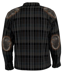 Milwaukee Leather MPM1636 Men's Long Sleeve Flannel Biker Shirt with CE Approved Armor - Reinforced with Aramid Fiber