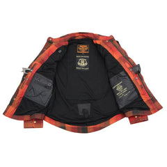 Milwaukee Leather MPM1641 Men's Plaid Flannel Biker Shirt with CE Approved Armor - Reinforced with Aramid Fiber