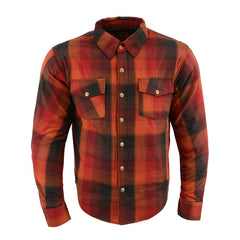 Milwaukee Leather MPM1641 Men's Plaid Flannel Biker Shirt with CE Approved Armor - Reinforced with Aramid Fiber
