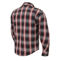 Milwaukee Leather MPM1653 Men's Black and White with Red Armored Cotton Motorcycle Riding Flannel Shirt