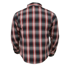 Milwaukee Leather MPM1653 Men's Black and White with Red Armored Cotton Motorcycle Riding Flannel Shirt