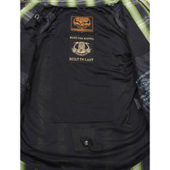 Milwaukee Leather MPM1658 Men's Plaid Flannel Biker Shirt with CE Approved Armor - Reinforced w/ Aramid Fiber