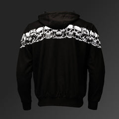 MMCC Men’s Bare Bones Hoodie – Reflective Skull Graphics Front & Back, Full Zip, 100 % Cotton, MPM1681