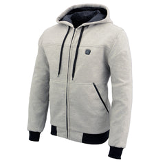 Nexgen Heat Men’s Silver Heated Hoodie Jacket – Winter Motorcycle Riding Gear for Cold Outdoors MPM1714SET