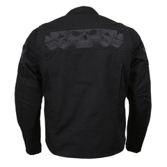 Milwaukee Leather MPM1730 Men's Black Padded Textile All Season Motorcycle Jacket w/ Reflective Skulls Artwork