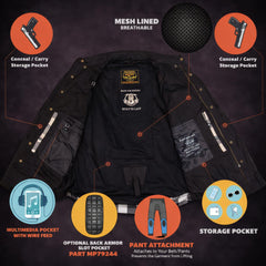 Milwaukee Leather Men’s Two-Tone CE Orange and Black Armored Flannel - Solid Front / Plaid Back - Reinforced w/ Aramid Fibers - MPM1672