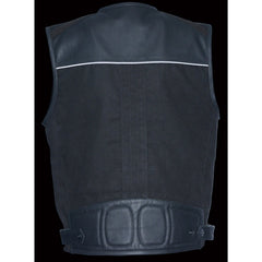 Milwaukee Leather MPM3310 Men's 'Super Utility' Black Leather and Canvas Multi-Pocket Vest
