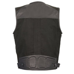 Milwaukee Leather MPM3310 Men's 'Super Utility' Black Leather and Canvas Multi-Pocket Vest