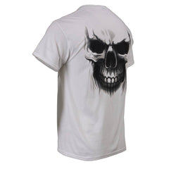 Milwaukee Leather MPMH116001 Men's 'Ghost' Skull Double Sided White Printed T-Shirt