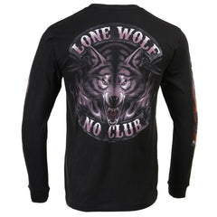 Milwaukee Leather MPMH117001 Men's 'Lone Wolf No Club' Biker Long Sleeve Shirt