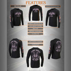 Milwaukee Leather MPMH117001 Men's 'Lone Wolf No Club' Biker Long Sleeve Shirt